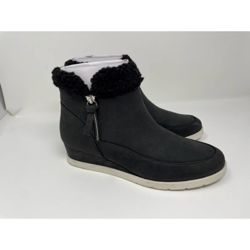 Style & Co. Womens Danniee Faux Leather Wedge Boots Black 8 Medium (B,M)